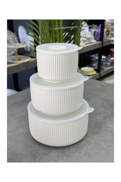 ACAR 3-Piece Luxury Stoneware Storage Container with Vacuum Lid