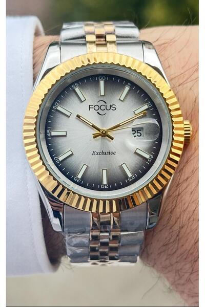 Focus Men's Wristwatch Screw Top Complete Steel Case and Cord