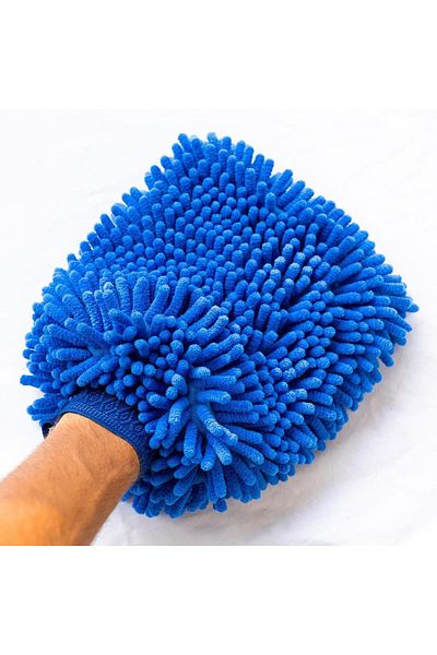 Chenille Microfiber Double-Sided Washing Glove - Blue