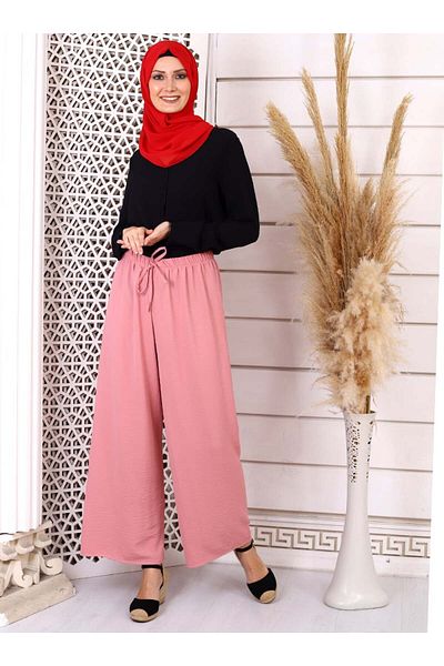 Por La Cara Elastic Waist Casual Trousers - Dusty Rose -