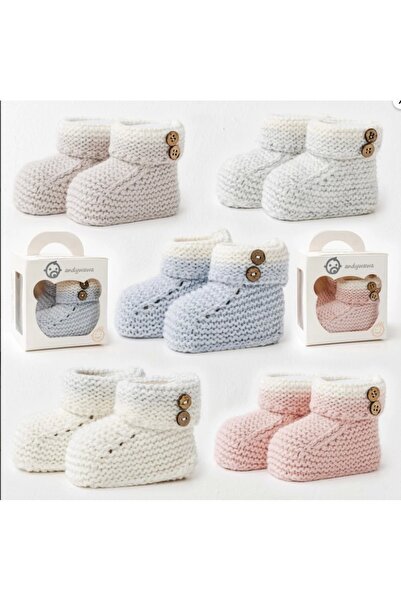 andywawa Kahverengi Rengi Örme Bebek Patik Yumuşak Ve Sıcak Tutacak Pamuklu B...