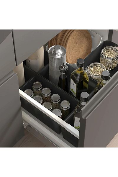IKEA Çekmece İçi Bölmeli Düzenleyici 50x10x12,4 Cm İkea Bölmeli Düzenleyici Plastik Kaşıklık Siyah