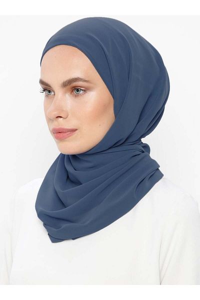 Ecardin Şal din şifon Boneli - Denim Blue -