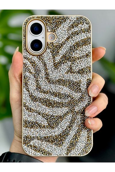 Go Aksesuar حافظة سيليكون متوافقة مع هاتف Iphone 16 بتصميم ماسي مرصع بأحجار الراين اللامعة