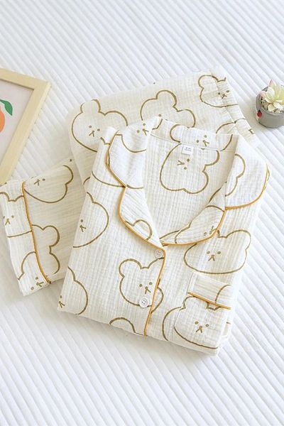 PEMBİŞ HOMEWEAR Σετ πιτζάμες με πλεκτό ειδικό ύφασμα Beatiful Crinkle Bear Face