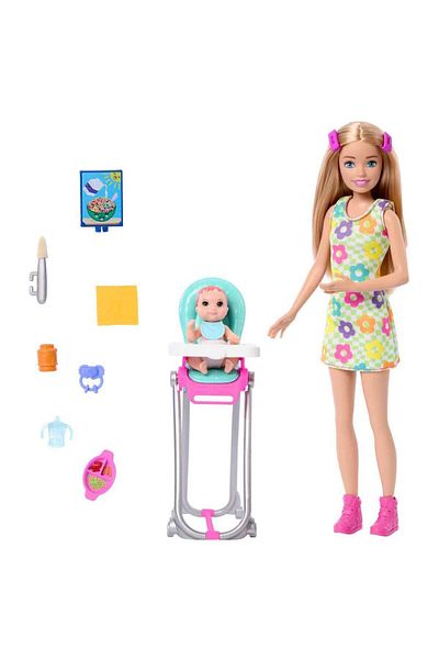Barbie ® Skipper™ Babysitters Inc.™ مجموعة ألعاب ودمية لإطعام الطفل (أشقر) - HTK35