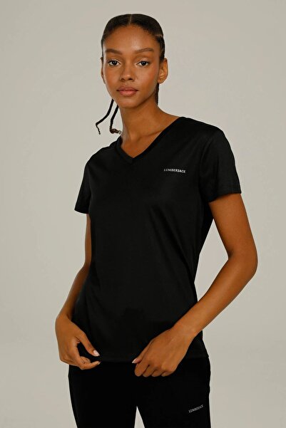 lumberjack V-Neck Black Women's T-Shirt 2Sct127 T-Shirt