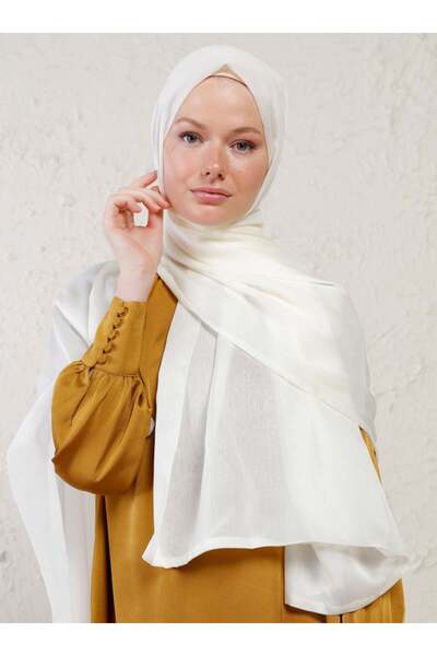 Tuva Şal Janjan Σάλι Διπλής Στρώσης - Πέρλα Λευκό - Σάλι Tuva