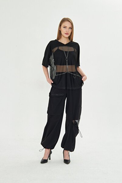 LAMANTE SİYAH FİLE BLUZ