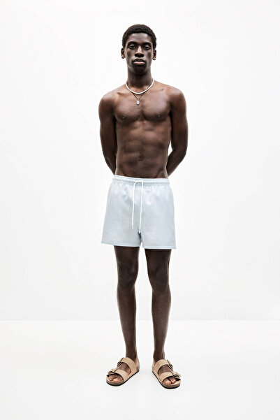 Pull & Bear Çizgili gofre deniz şortu