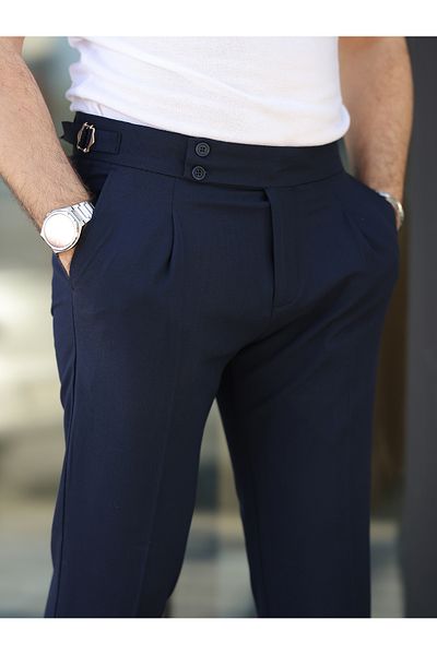 BASEL.CO Old Money Pleated Lycra Fabric Trousers