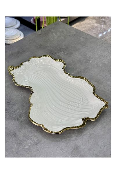 ROY KING Albero Gold Porcelain Presentation Plate (Rectangular Flat)