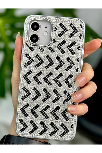 Go Aksesuar حافظة سيليكون متوافقة مع هاتف Iphone 12 بتصميم ماسي مرصع بأحجار الراين اللامعة