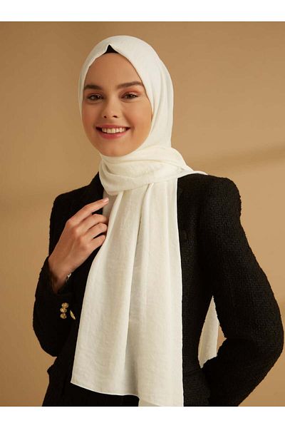 Tuva Şal Glittered Crepe Jazz Shawl - Εκρού - Καμβάς