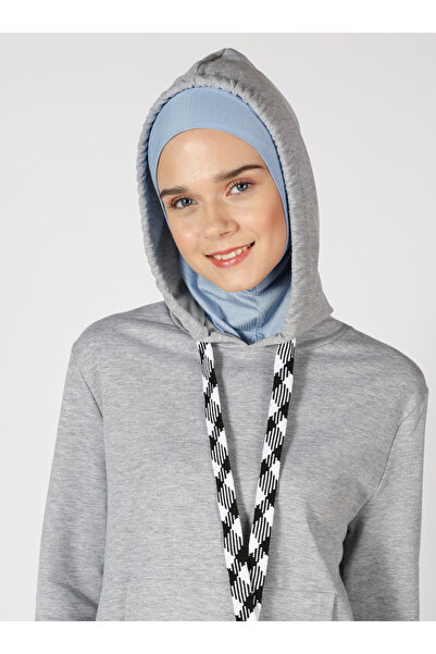 Ecardin Αθλητικό Hijab Bone Turban με ρίγες - ST307 Baby Blue