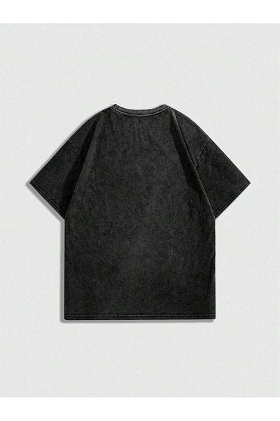 EFFRENATU Monster Printed Organic Batik Cotton Black Unisex T-Shirt