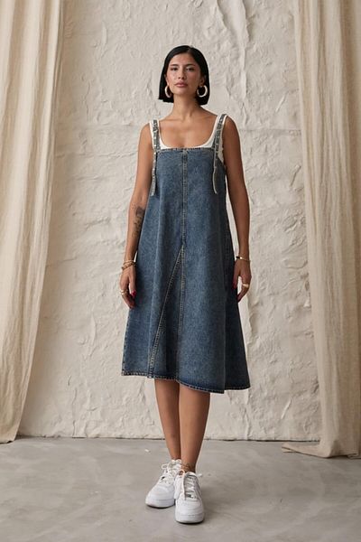 Viyamo Rochie albastră din denim cu bretele