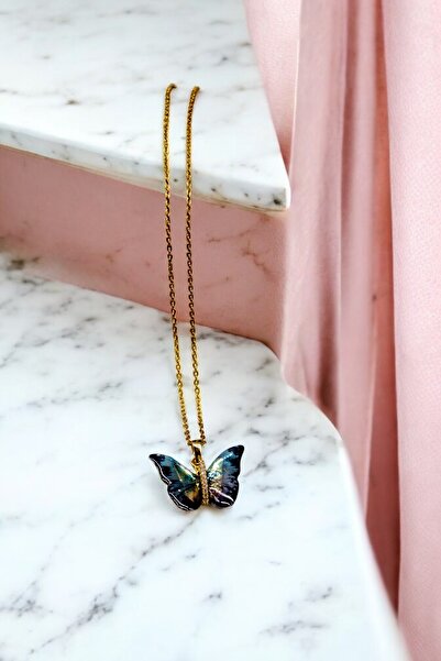 HFKY Kadın Kelebek Kolye. Çelik Kelebek Kolye