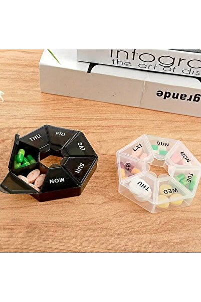Home Pill Box |   Portable Medicine Organizer Box with 7 Compartments and Weekly Swivel Lid |   For Travel