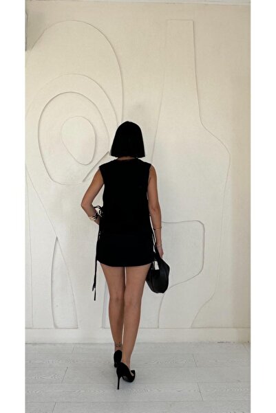 BYHAN Ekşi̇oğlu Global Black Side Lace-Up Vest