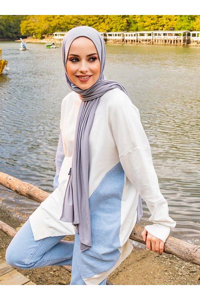 Tuva Şal Ασημί Χρώμα Tuva Shawl Elastic Jersey Scarf