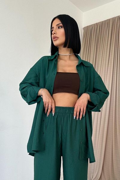 Modayakamoz Emerald Alice Shirt and Loose Cut Pants Set