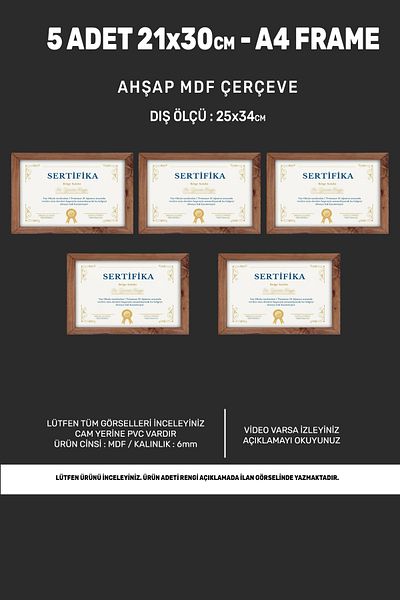 Bytwo 5pcs A4 Frame Wood Pvcli 21x30 Frame For Certificate Frame For Diploma Frame For Document