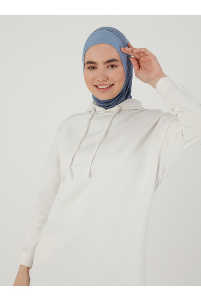 Ecardin Αθλητικό Hijab Bone Turban με ρίγες - ST307 Τζιν Μπλε