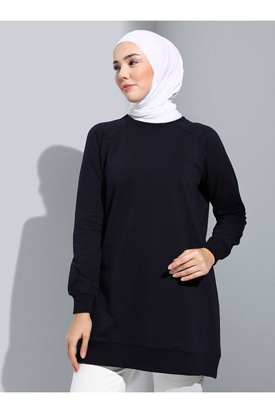 Refka Basic Long Sweatshirt - Navy Blue - Basic