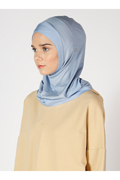Ecardin Αθλητικό χιτζάμπ με ρίγες και τουρμπάνι - ST308 Baby Blue