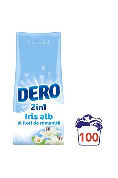 Dero Iris White 2v1 automatický prací prášek, 100 praní, 7,5 kg