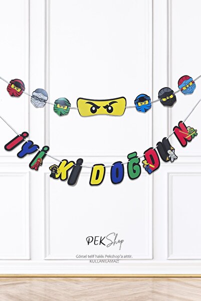 PEKSHOP Ninjalar Banner Seti 2li İyi Ki Doğdun ve Ninja Banner Duvar Süsü Nin...