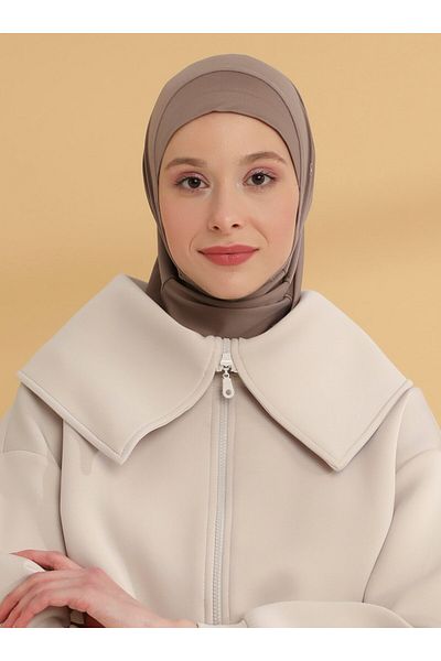 Tuva Şal Απλό αθλητικό καπό Hijab - Dark Mink - Καμβάς
