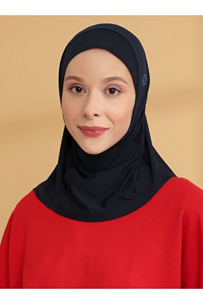 Tuva Şal Plain Hijab Sports Bonnet - Navy Blue - Canvas