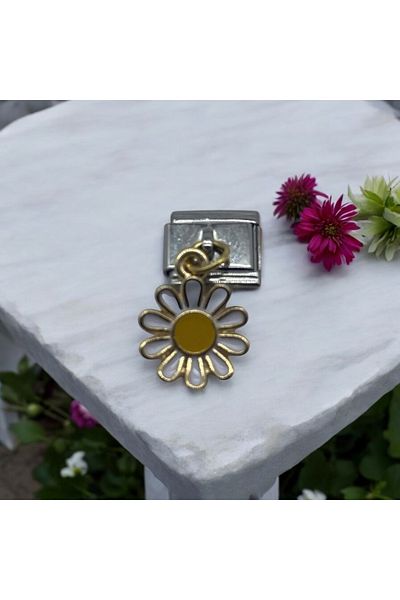 stainles steel Daisy Detailed Italian Charm
