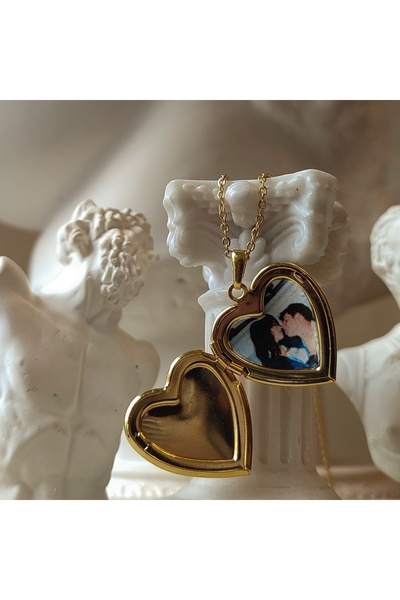 Vintagezegeni Fotoğraflı Kapaklı Kalp Kolye