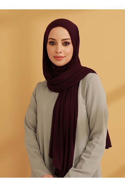 Tuva Şal Practical Combed Shawl with Neck Collar - Plum - Canvas