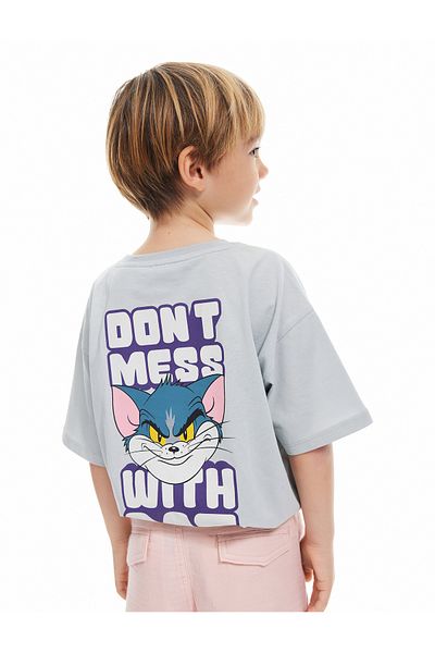 Koton Tom and Jerry Printed Cotton Licensed Short Sleeve Oversize T-Shirt