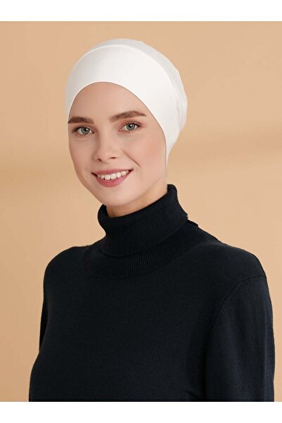 Tuva Şal XL Düz Geçme Bone - Krem - Tuva