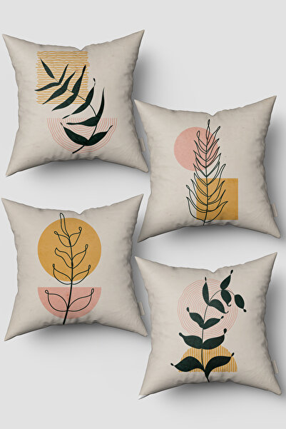 EsnafAli Комплект от 4 калъфки за възглавници с бохемски мотив от листа