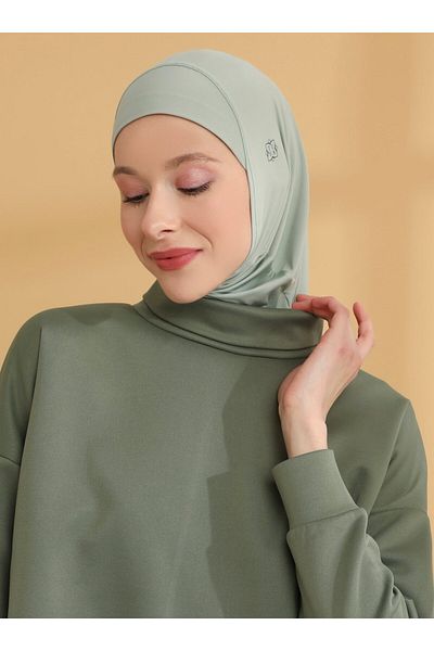 Tuva Şal Plain Hijab Sports Bonnet - Green Green - Tuva