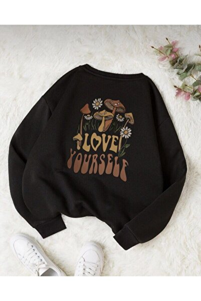 Topçu Baskılı Kız Çocuk Bisiklet Yaka Sweatshirt