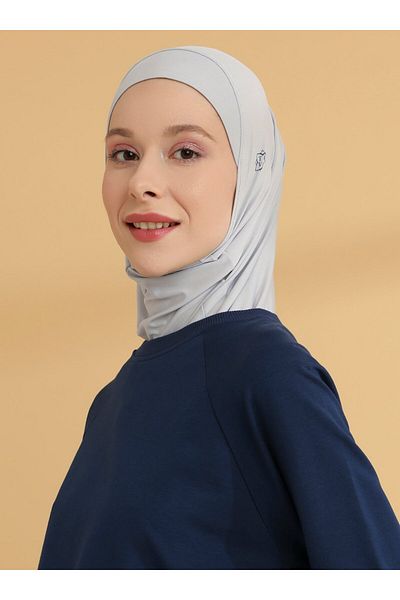 Tuva Şal Plain Hijab Sports Bonnet - Light Gray - Canvas