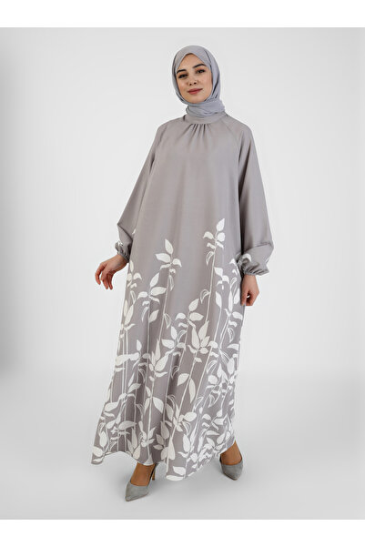 Tavin Floral Patterned Dress - Gray -