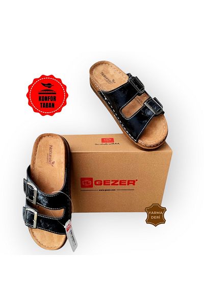 GEZER Women's Anatomical Leather Double Banded Slippers