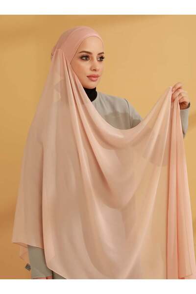Tuva Şal Chiffon Ready Turban with Inner Bonnet - Powder - Canvas