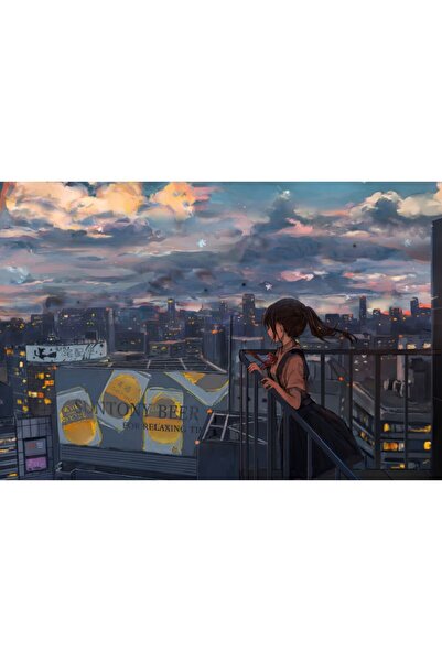 OEM Αφίσα Cityscape Sky Anime Girl Peace Alone, 61x90εκ., poster1027, Zumzeria