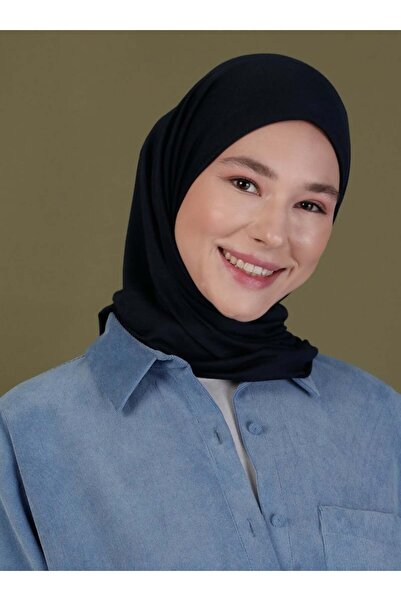 Ecardin Ύφασμα ζέρσεϊ Χτενισμένο άνετο κασκόλ 90*90 - St 378 Navy Blue