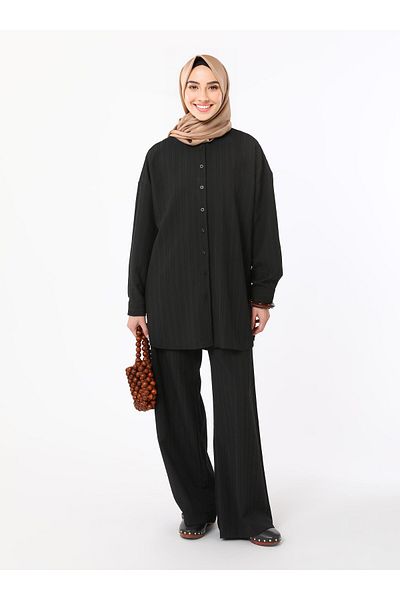 Refka Soft Feel Tunic & Trousers Set - Black