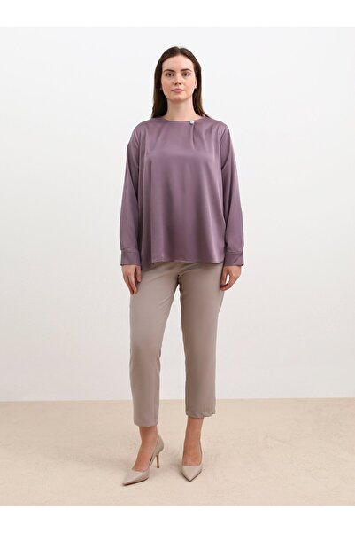 ALİA Lavender - Alia Plus Size Stone Detailed Satin Blouse